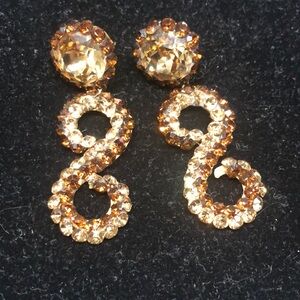 Brown and topaz rhinestone earrings
